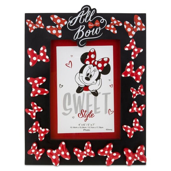 Disney Parks Minnie Mouse ''All About the Bow Picture Photo Frame 5x7 New - Picture 1 of 3